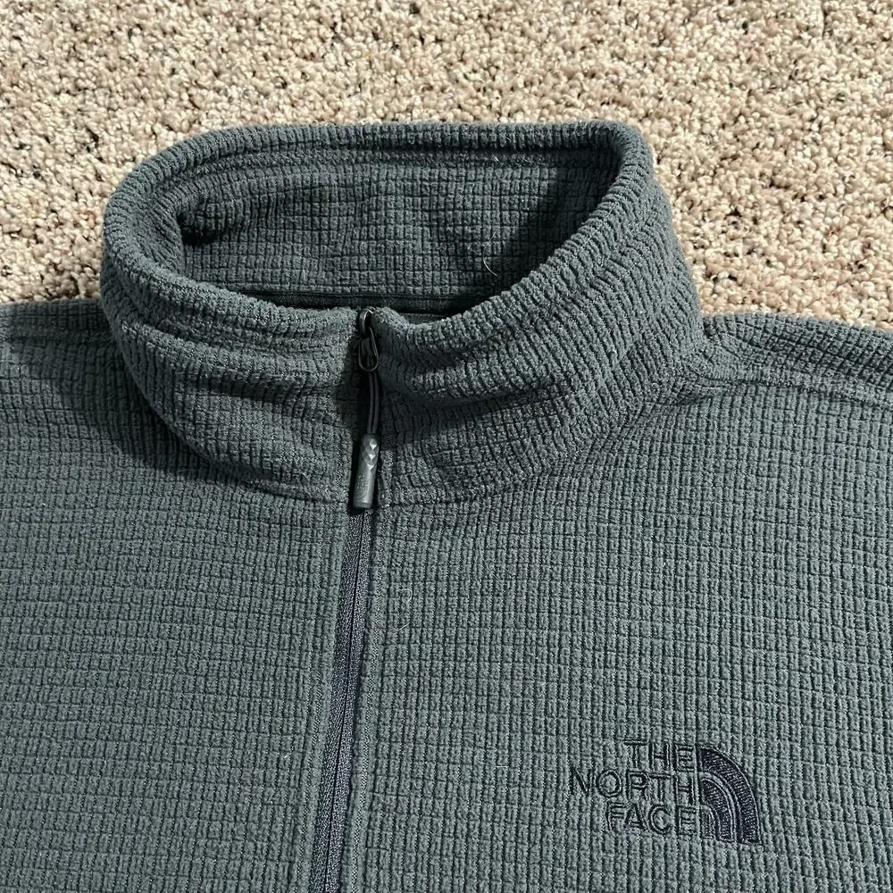 The North Face Fleece Pullover Mens Medium Gray 1/4 Zip Grid Waffle‎ Thermal